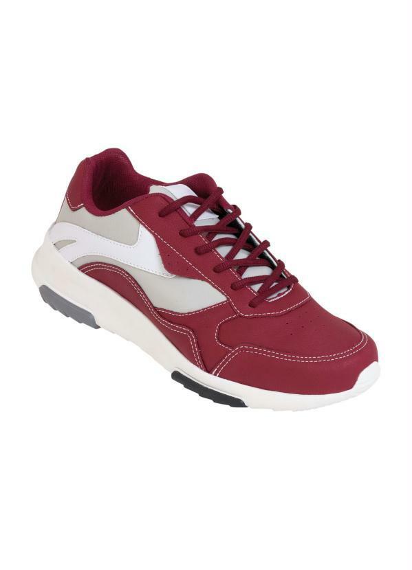 Outlet - Tênis Bordo com Detalhes Contrastantes