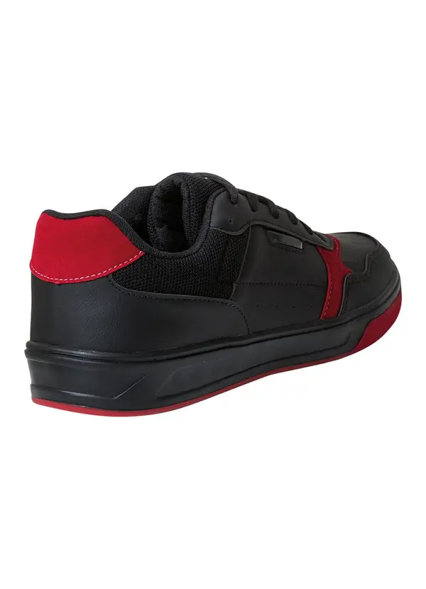 Perfecta - Tênis Casual Preto com Detalhes em Vermelho 2