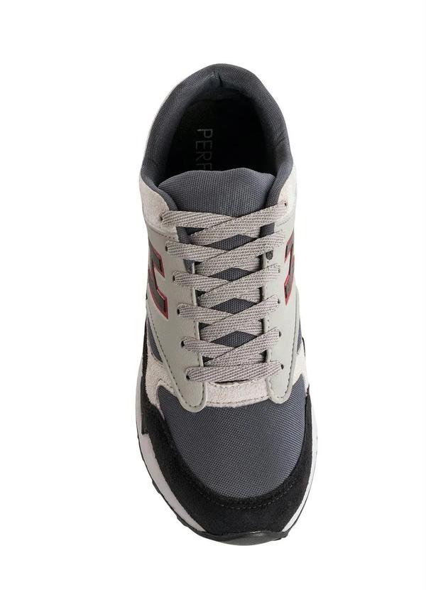 Perfecta - Tênis Cinza, Preto e Branco Camurça Sintética 4