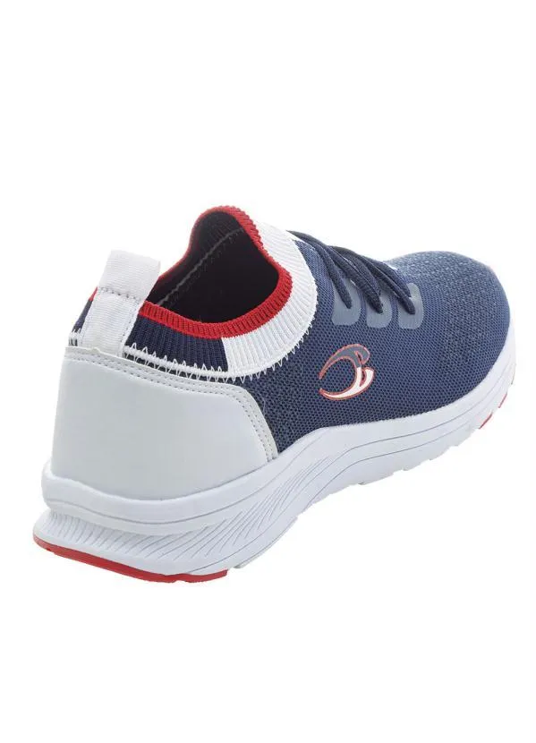 Perfecta - Tênis Esporte Marinho e Branco em Tecido 2