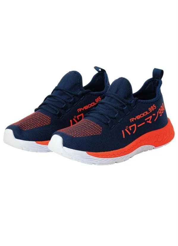 Perfecta - Tênis Esporte Marinho e Laranja em Tecido 4