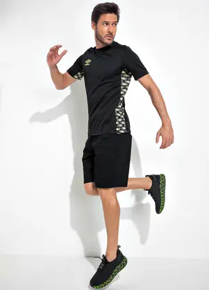 Perfecta - Tênis Esporte Preto com Verde em Tecido - PERFECTA