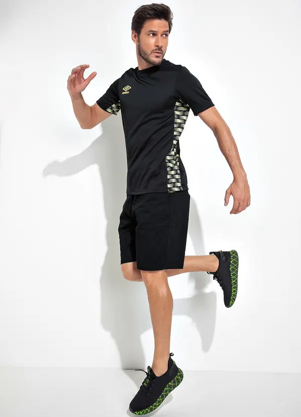 Perfecta - Tênis Esporte Preto com Verde em Tecido 2