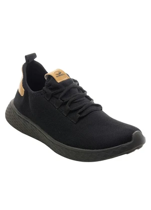 Perfecta - Tênis Esporte Preto e Mostarda em Tecido - PERFECTA