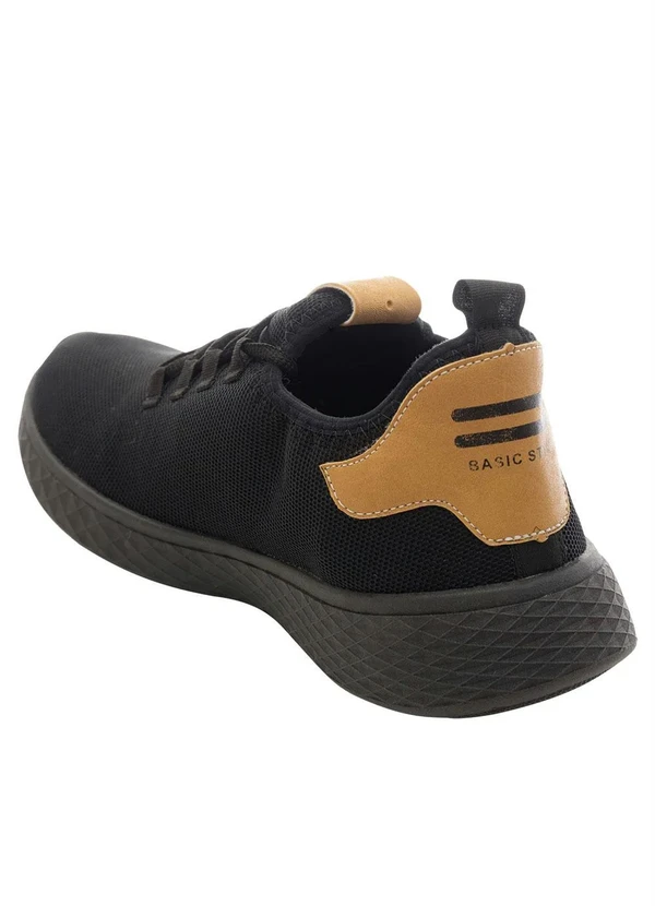 Perfecta - Tênis Esporte Preto e Mostarda em Tecido 2