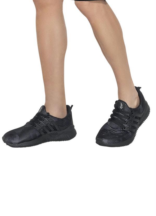 Perfecta - Tênis Esporte Preto em Tecido Mesh 1