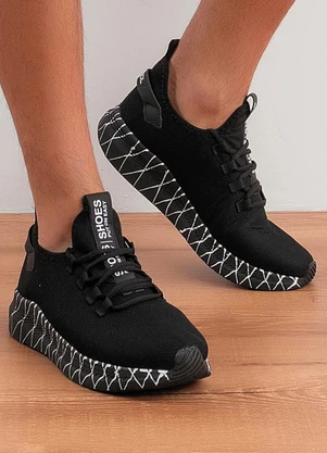 Perfecta - Tênis Esporte Preto em Têcido - PERFECTA