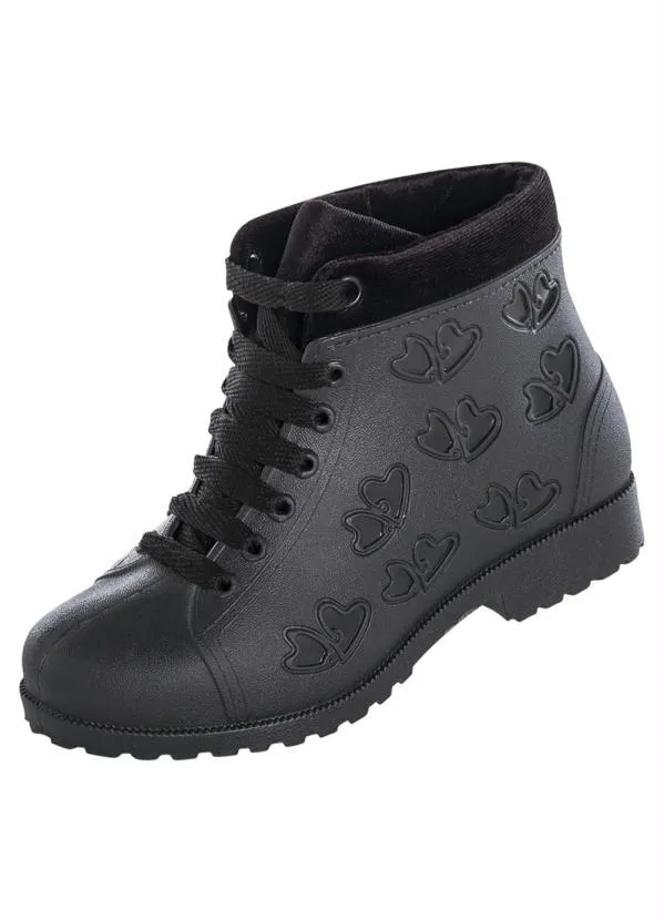 Perfecta - Bota Infantil Preta Detalhe em Veludo