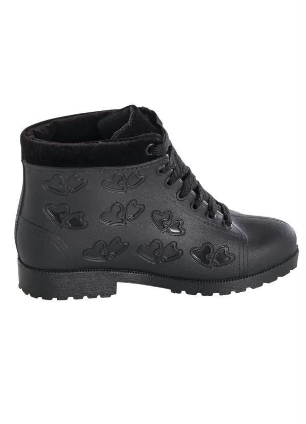 Perfecta - Bota Infantil Preta Detalhe em Veludo 3