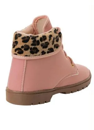 Perfecta - Bota Infantil Rosa com Detalhe de Onça - PERFECTA