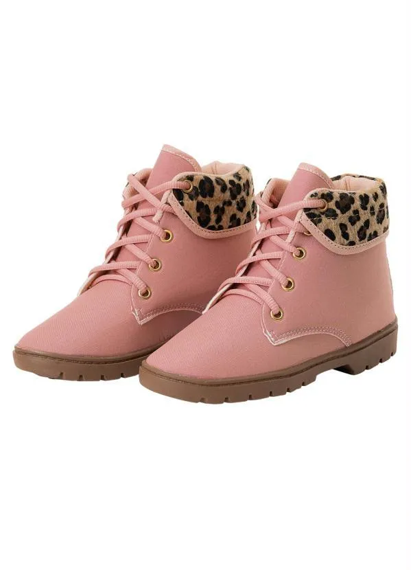 Perfecta - Bota Infantil Rosa com Detalhe de Onça 4