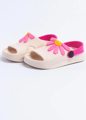 Vida Costeira - Chinelo Infantil com Tiras Flor Pink Off White - VIDA COSTEIRA
