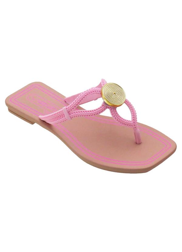 Chinelo Infantil (Rosa) com Adereo Dourado