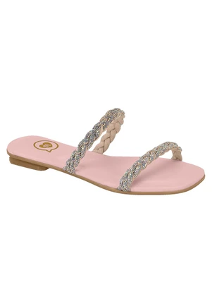 Rasteira Molekinha (Rosa) com Strass - MOLEKINHA