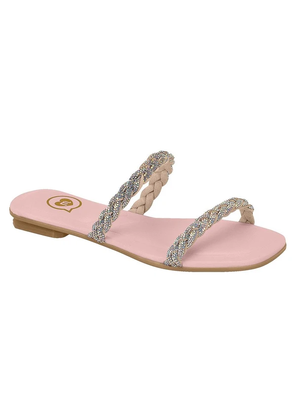 Molekinha - Rasteira Molekinha Rosa com Strass