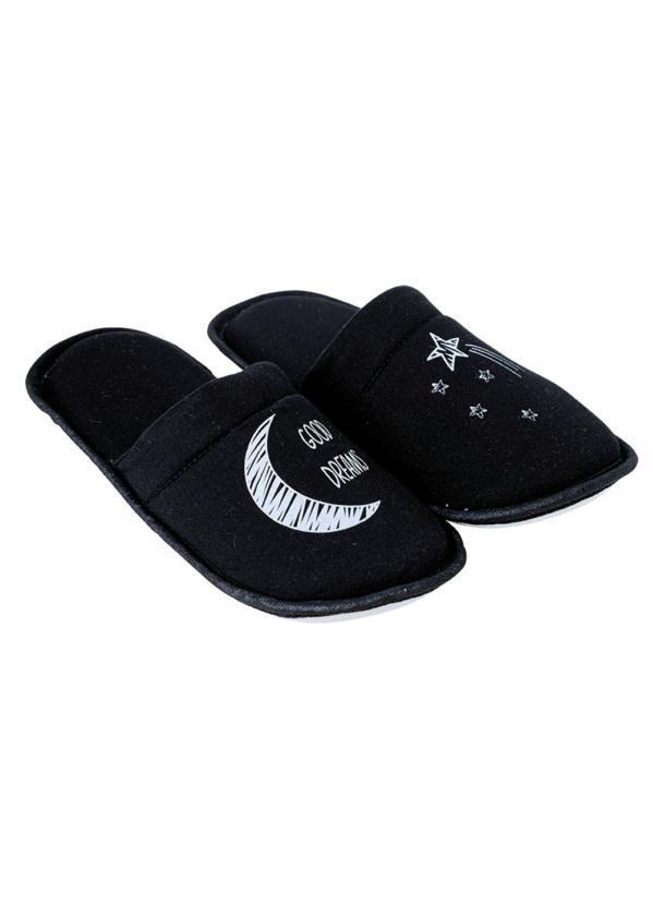 Perfecta - Chinelo Pantufa Infantil Preto em Tecido 4