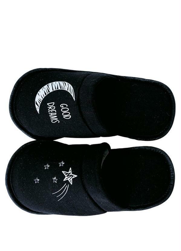 Perfecta - Chinelo Pantufa Infantil Preto em Tecido 5