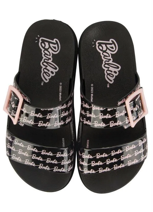 Grendene Kids - Sandália Barbie Logomania Preto 3