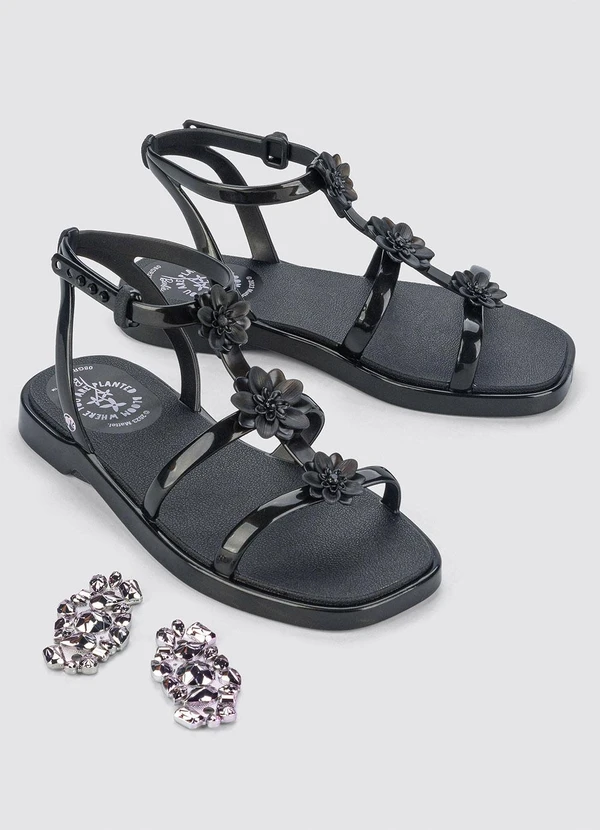 Sandália Barbie Troca Enfeites Preta Multimarcas