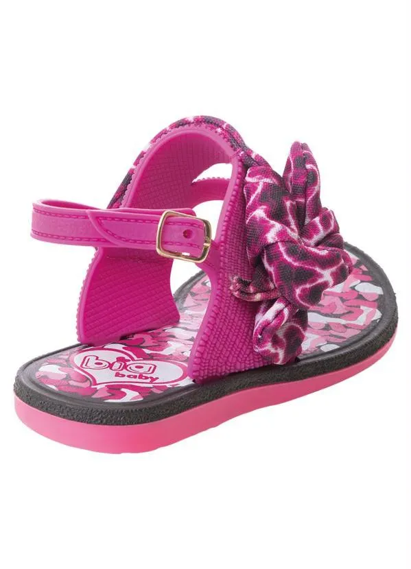 Perfecta - Sandália Infantil Pink com Tecido Estampado 2
