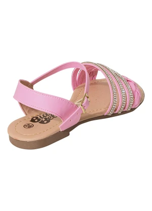 Perfecta - Sandália Infantil Rosa com Detalhe de Strass - PERFECTA