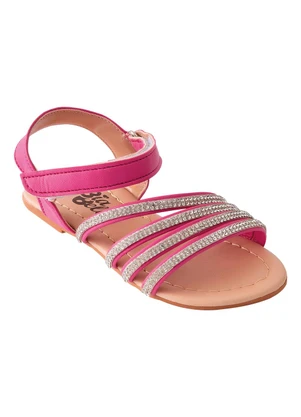 Perfecta - Sandália Infatil Rosa com Velcro e Strass - PERFECTA