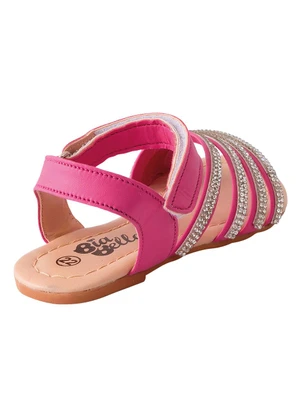 Perfecta - Sandália Infatil Rosa com Velcro e Strass - PERFECTA