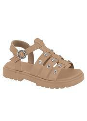 Sandlia Molekinha Nude com Adereo no Cabedal