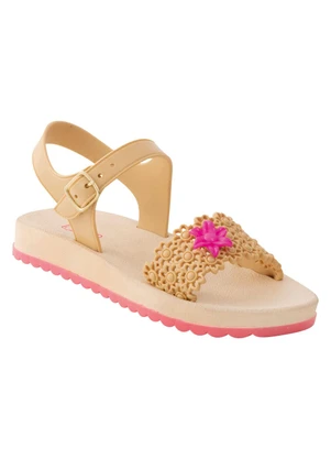 Perfecta - Sandália Papete Areia com Cabedal Vazado - PERFECTA