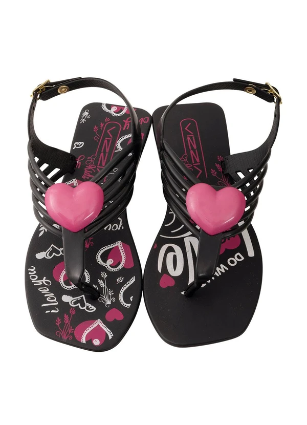 Perfecta - Sandália Preta com Solado Estampado 4