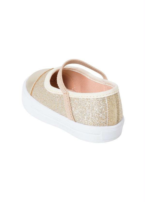 Outlet - Sapatilha Infantil Ouro com Elástico e Glitter 2