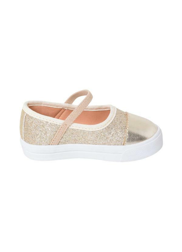 Outlet - Sapatilha Infantil Ouro com Elástico e Glitter 3