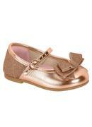 Sapatilha Molekinha Ouro Rosa Com Detalhe de Laço