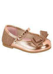 Sapatilha Molekinha Ouro Rosa Com Detalhe de Lao
