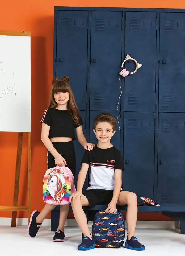 Perfecta - Kit Infantil Tênis+Mochila+Estojo Preto e Rosa 8