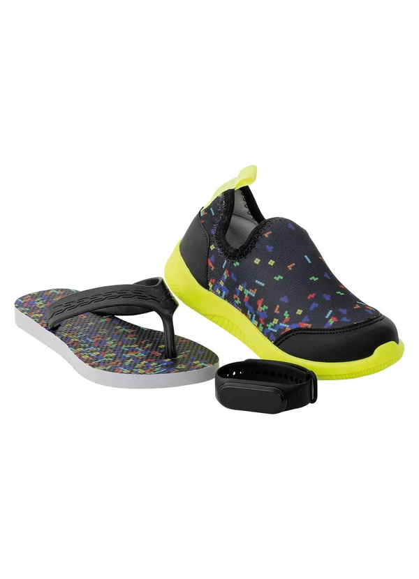 Perfecta - Kit Infantil Verde Tênis+Chinelo+Relógio