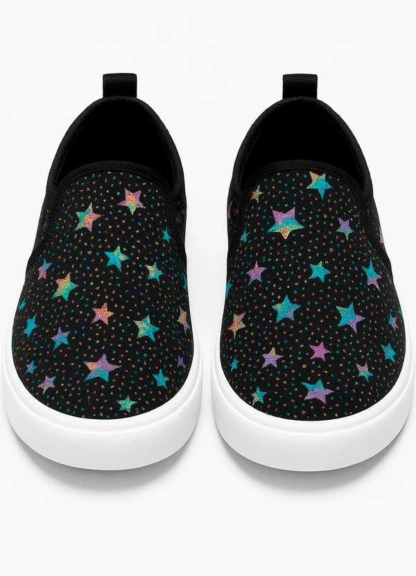 Vida Costeira - Tênis Calce Fácil Sublimado Estrelas Preto
