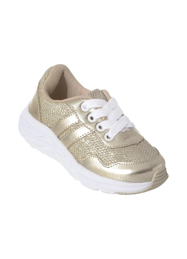 Perfecta - Tênis Infantil Dourado com Fios Metalizados