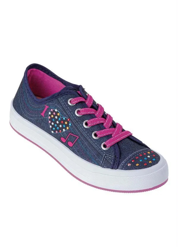 Perfecta - Tênis Infantil Jeans com Strass