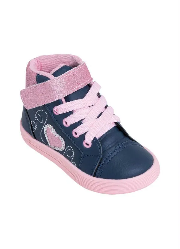 Perfecta - Tênis Infantil Marinho com Velcro e Glitter