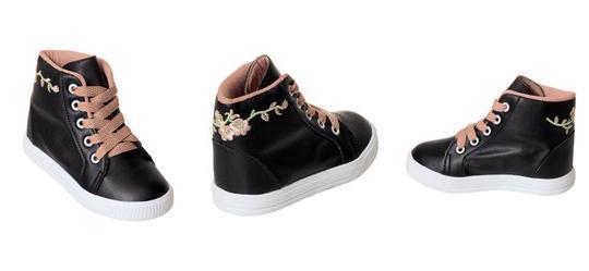 T�nis Infantil Preto com Detalhe Bordado