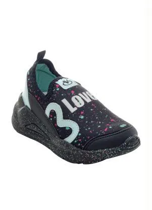 Perfecta - Tênis Infantil Preto em Tecido Estampado - PERFECTA