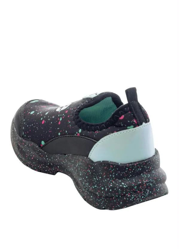 Perfecta - Tênis Infantil Preto em Tecido Estampado 2
