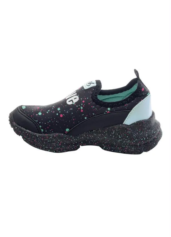 Perfecta - Tênis Infantil Preto em Tecido Estampado 3