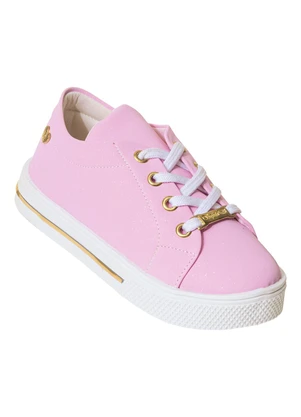 Perfecta - Tênis Infantil Rosa com Adereço Dourado - PERFECTA