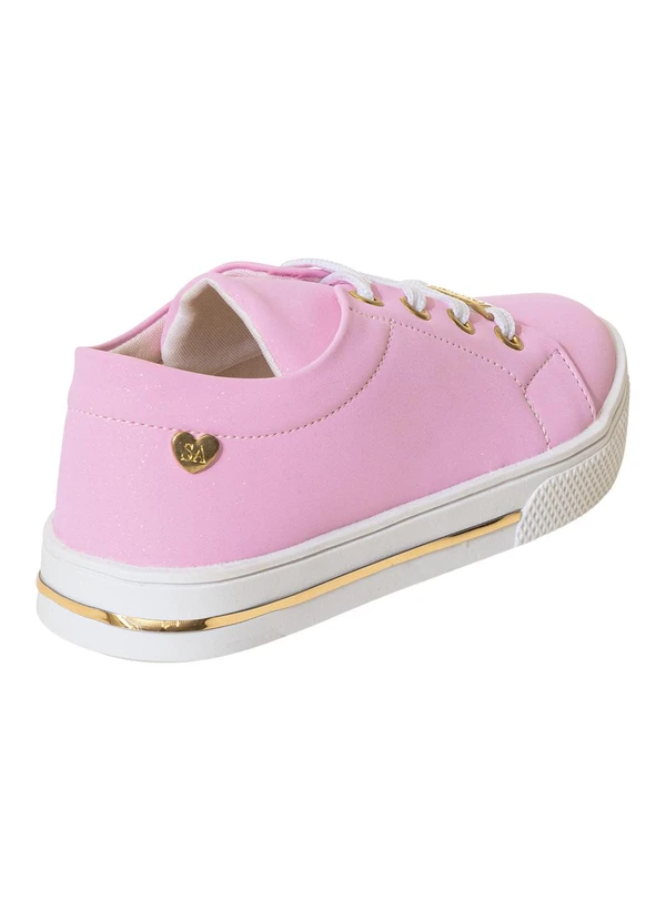 Perfecta - Tênis Infantil Rosa com Adereço Dourado 2