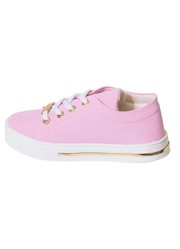 Perfecta - Tênis Infantil Rosa com Adereço Dourado 3