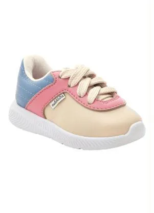 Tênis Molekinha (Creme, Azul e Rosa) em Sintético - MOLEKINHA