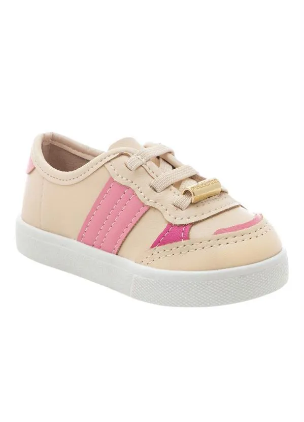 Molekinha - Tênis Molekinha Creme e Rosa em Sintético