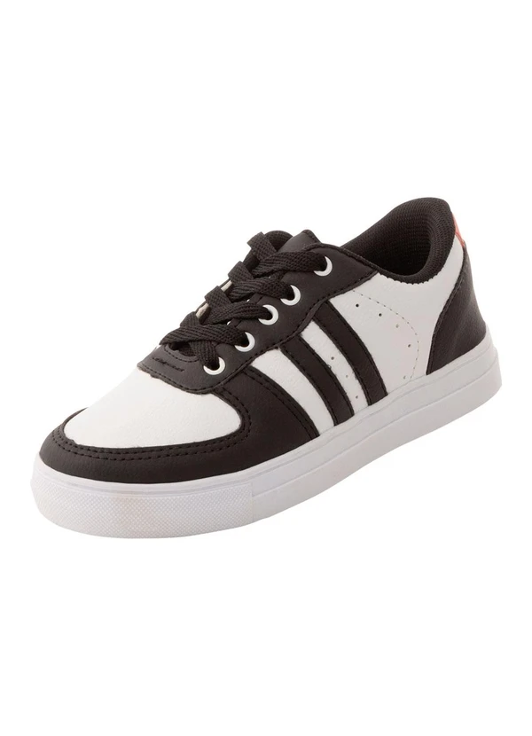 Perfecta - Tênis Infantil Branca e Preta em Sintético